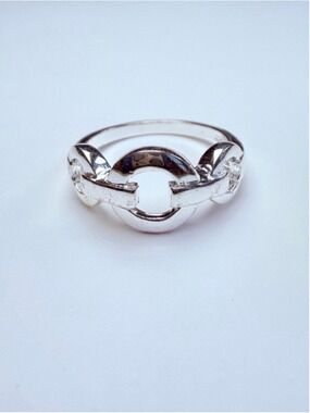 Horsebit Chaine D'Ancre Motif Sterling Silver 925 Circle Chain Link Ring